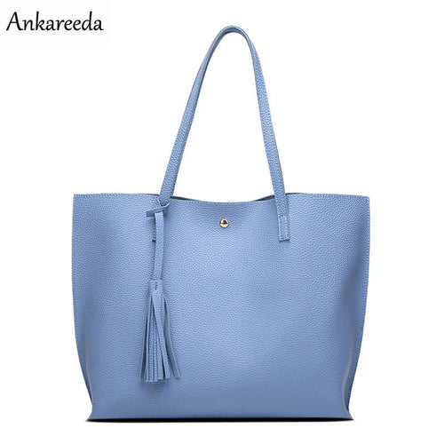 Ankareeda Luxury Brand Women Shoulder Bag Soft Leather TopHandle Bags Ladies Tassel Tote Handbag High Quality Women's Handbags