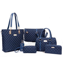 Fashion Diamond Lattice Women Brands Oxford Women Shoulder Bags Ladies Tote Handbag+Crossbody Bag+Wallet+Purse 6 Sets