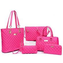 Fashion Diamond Lattice Women Brands Oxford Women Shoulder Bags Ladies Tote Handbag+Crossbody Bag+Wallet+Purse 6 Sets