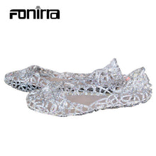 2016 Shallow Leisure Women Sandals Summer Crystal Cut out Flats Flat Heel Shoes Female Jelly Sandals Shoes Woman 5699