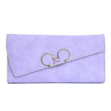 Aosbos Fashion Hot Hit Color Scrubs Women Wallet Ladies Long Swash-lid Tri-fold Mickey Head Purse Slim Phone Coin Pocket Wallets