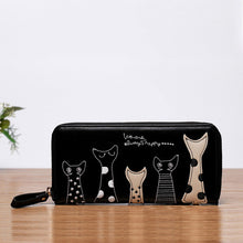 DUDINI Europe Women Cat Cartoon Wallet Long Creative Female Card Holder Casual Zip Ladies Clutch PU Leather Coin Purse ID Holder