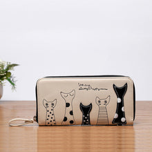 DUDINI Europe Women Cat Cartoon Wallet Long Creative Female Card Holder Casual Zip Ladies Clutch PU Leather Coin Purse ID Holder