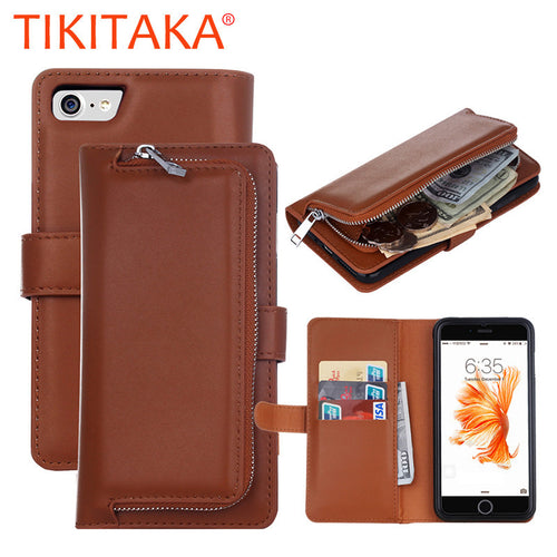 Luxury Leather Flip For Iphone 7 6 6s Plus Cover 2 in 1 Removable Wallet Case With Card Slot Stand Holder Phone Pouch Bags Purse