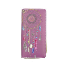 TZECHO Zipper Around Womens Wallets PU Print Dream Catcher Long Femal Purses Coin Pocket Ladies Credit Card Holder Clutch Bag