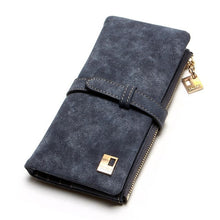 2017 New Fashion Women Wallets Drawstring Nubuck Leather Zipper Wallet Women's Long Design Purse Two Fold More Color Clutch