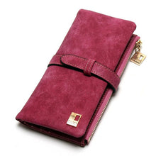 2017 New Fashion Women Wallets Drawstring Nubuck Leather Zipper Wallet Women's Long Design Purse Two Fold More Color Clutch