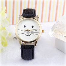 Cats Face Leather Watch