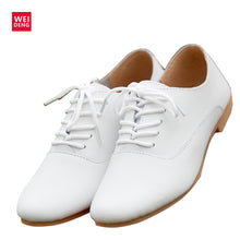 WeiDeng Woman Genuine Leather Preppy Style Lace Up Casual Pointed Flat Non Slip Office Lady OL Soft Fashion Shoes Pointed