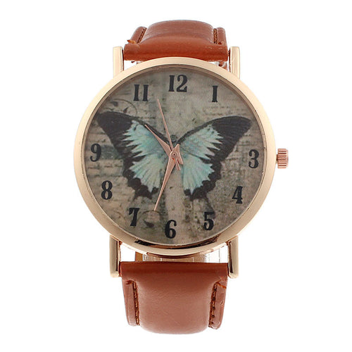 women butterfly watches Luxuxy Geneva Women Butterfly Leather Quartz Watch relojes mujer Casual Watch Female Watches