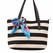 2016 Women Bags Shoulder Bag Tote Fashion Canvas Stripe Silk Scarf Bags Casual Women's Messenger Bags bolsa feminina para mujer