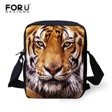 FORUDESIGNS Men Messenger Bags Cool Animals Wolf Shoulder Bag 3D Denim Animal Printed Crossbody Bag Women's Travel Bag Handbag