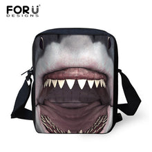 FORUDESIGNS Men Messenger Bags Cool Animals Wolf Shoulder Bag 3D Denim Animal Printed Crossbody Bag Women's Travel Bag Handbag