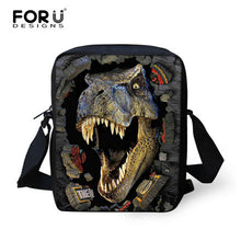 FORUDESIGNS Men Messenger Bags Cool Animals Wolf Shoulder Bag 3D Denim Animal Printed Crossbody Bag Women's Travel Bag Handbag