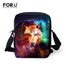 FORUDESIGNS Men Messenger Bags Cool Animals Wolf Shoulder Bag 3D Denim Animal Printed Crossbody Bag Women's Travel Bag Handbag