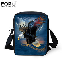 FORUDESIGNS Men Messenger Bags Cool Animals Wolf Shoulder Bag 3D Denim Animal Printed Crossbody Bag Women's Travel Bag Handbag