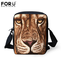 FORUDESIGNS Men Messenger Bags Cool Animals Wolf Shoulder Bag 3D Denim Animal Printed Crossbody Bag Women's Travel Bag Handbag