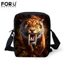 FORUDESIGNS Men Messenger Bags Cool Animals Wolf Shoulder Bag 3D Denim Animal Printed Crossbody Bag Women's Travel Bag Handbag