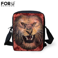 FORUDESIGNS Men Messenger Bags Cool Animals Wolf Shoulder Bag 3D Denim Animal Printed Crossbody Bag Women's Travel Bag Handbag