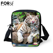 FORUDESIGNS Men Messenger Bags Cool Animals Wolf Shoulder Bag 3D Denim Animal Printed Crossbody Bag Women's Travel Bag Handbag