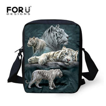 FORUDESIGNS Men Messenger Bags Cool Animals Wolf Shoulder Bag 3D Denim Animal Printed Crossbody Bag Women's Travel Bag Handbag