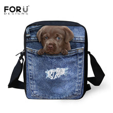 FORUDESIGNS Men Messenger Bags Cool Animals Wolf Shoulder Bag 3D Denim Animal Printed Crossbody Bag Women's Travel Bag Handbag